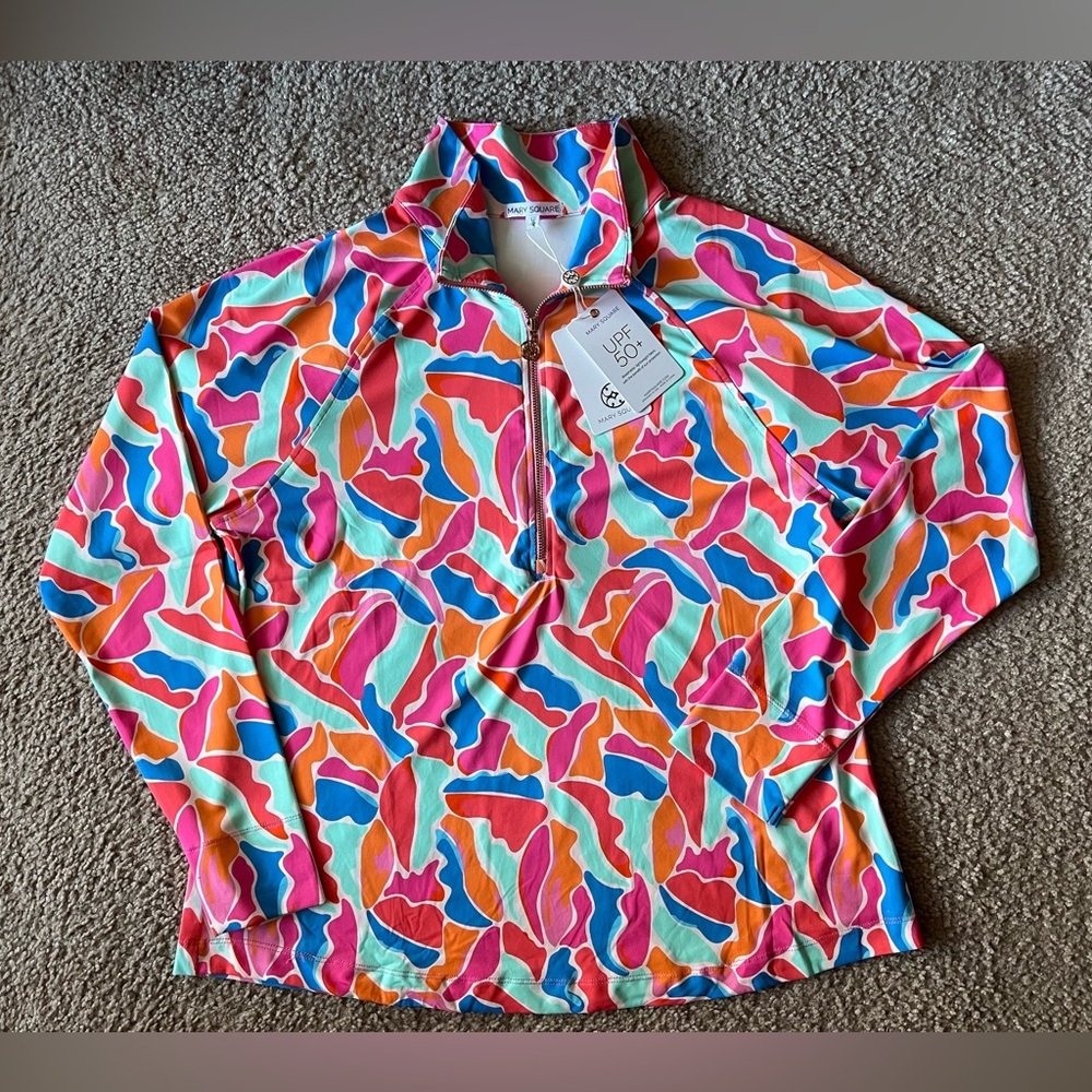 NWT Mary Square Half Zip  UPF 50+Saratoga Cool Waters Blue Athleisure Golf Top L - Picture 4 of 9
